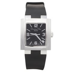 Christian Dior Black Stainless Steel Rubber Riva D101-100 Women's Wristwatch 31 
