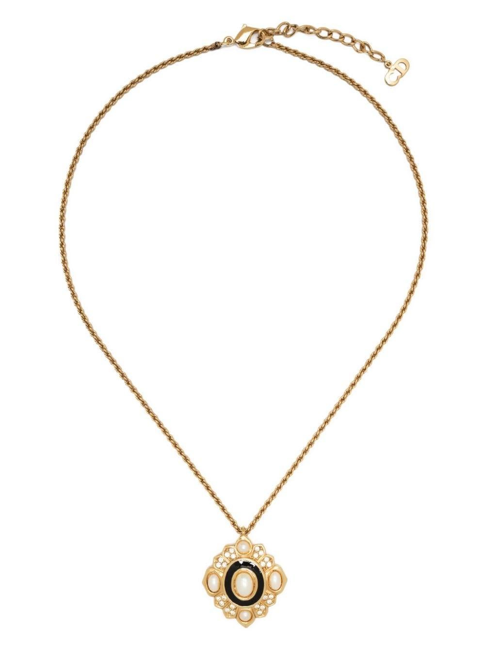 Christian Dior Black Statement-Pendant Necklace For Sale 1