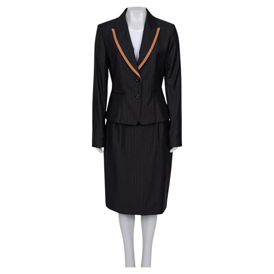 Pre-owned Dior Christian Black Striped Wool Suit Fr44 Xxl