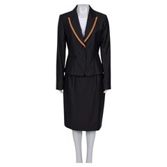 Christian Dior Costume en laine rayée noir FR44 XXL