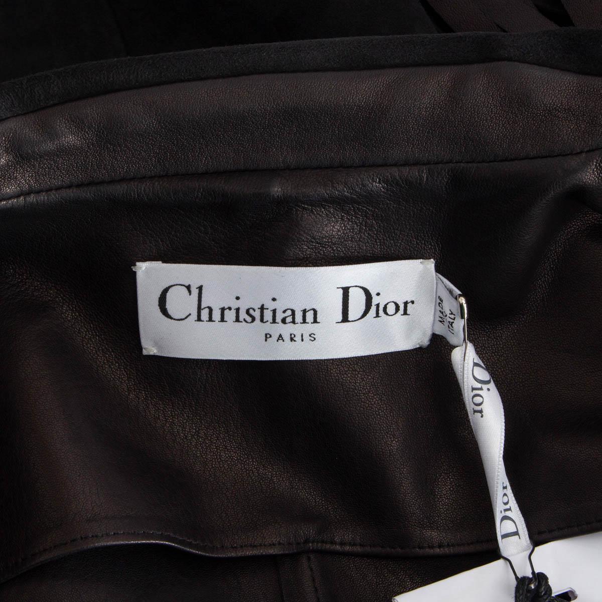 CHRISTIAN DIOR black suede 2018 FRINGED BELTED Jacket 38 S For Sale 2