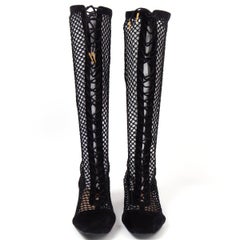 CHRISTIAN DIOR black suede 2018 NAUGHTILY-D FISHNET Boots Shoes 38.5