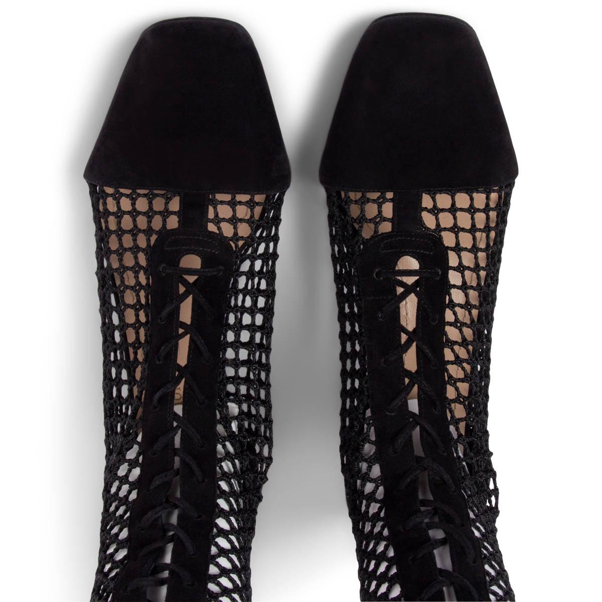 CHRISTIAN DIOR black suede 2018 NAUGHTILY-D FISHNET Boots Shoes 38.5 For Sale 2