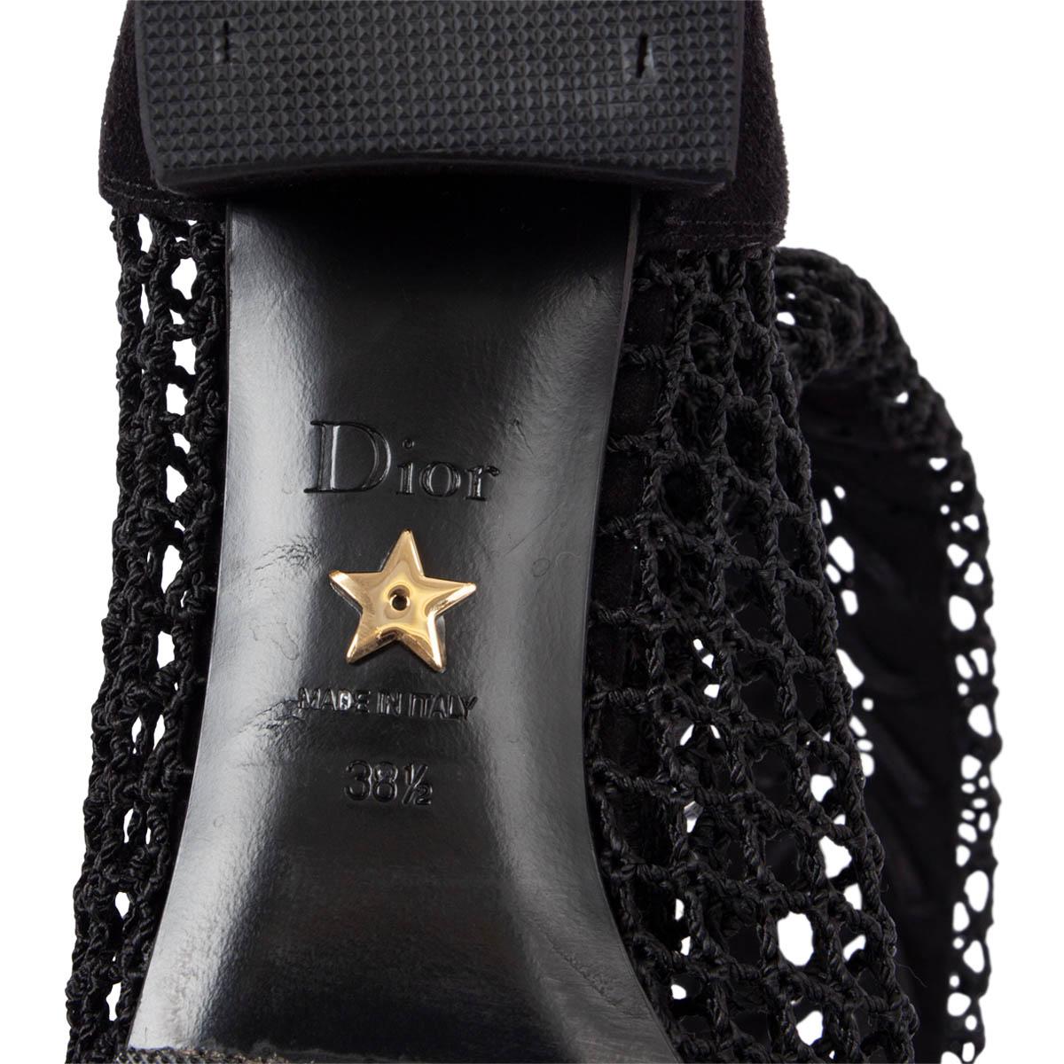 CHRISTIAN DIOR black suede 2018 NAUGHTILY-D FISHNET Boots Shoes 38.5 For Sale 3
