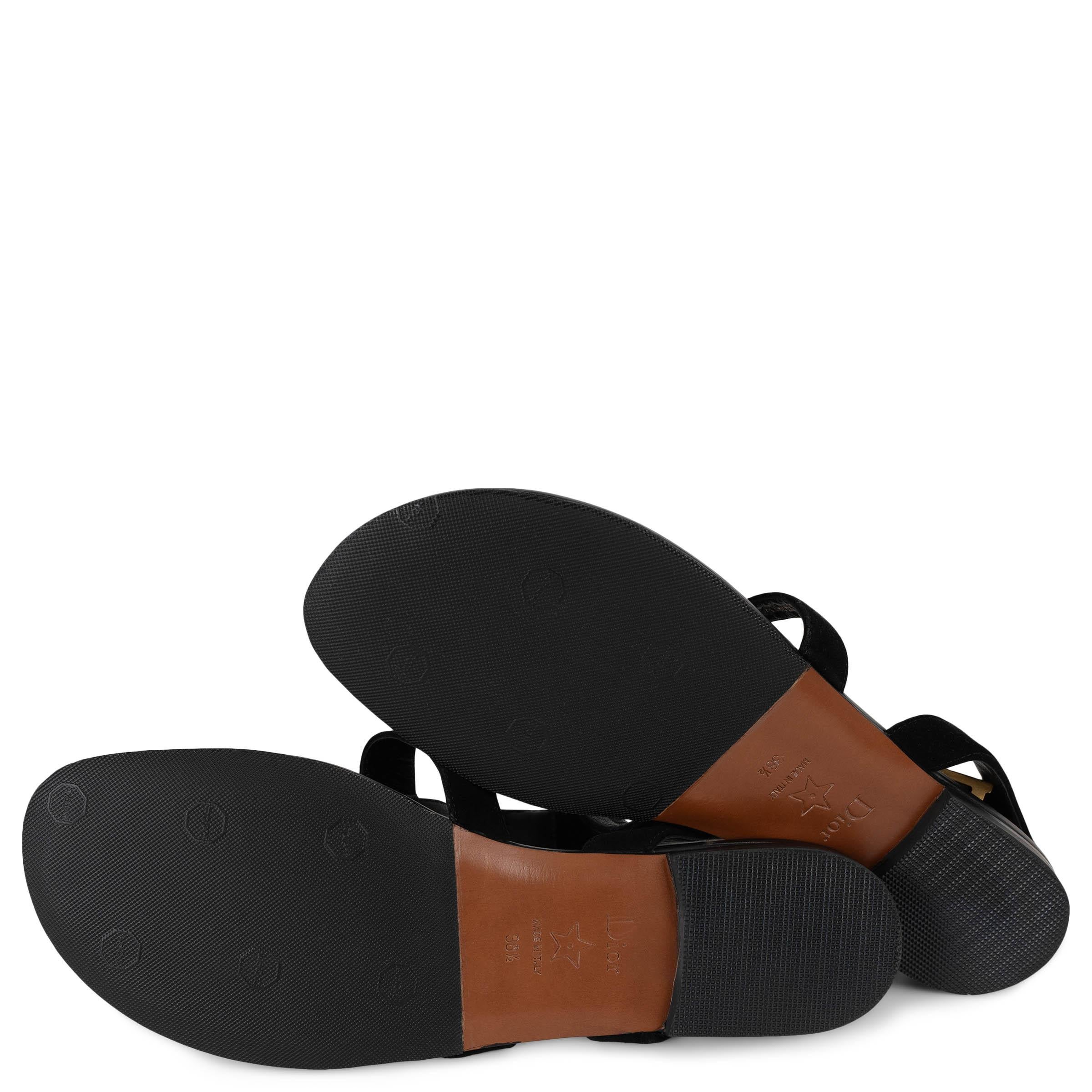 CHRISTIAN DIOR camoscio nero D-DIOR Sandali con cinturino alla caviglia Scarpe 38,5 in vendita 6