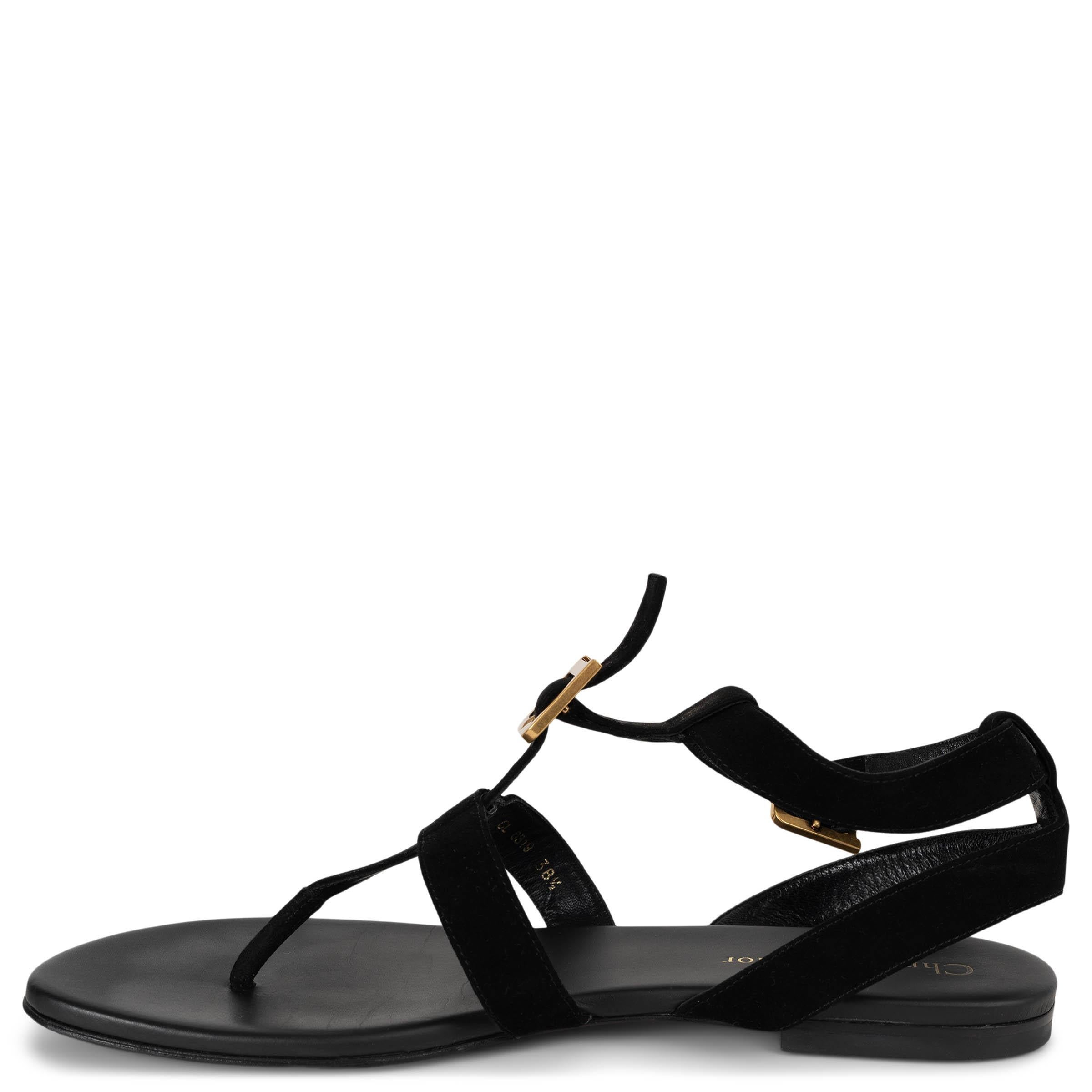 Donna CHRISTIAN DIOR camoscio nero D-DIOR Sandali con cinturino alla caviglia Scarpe 38,5 in vendita