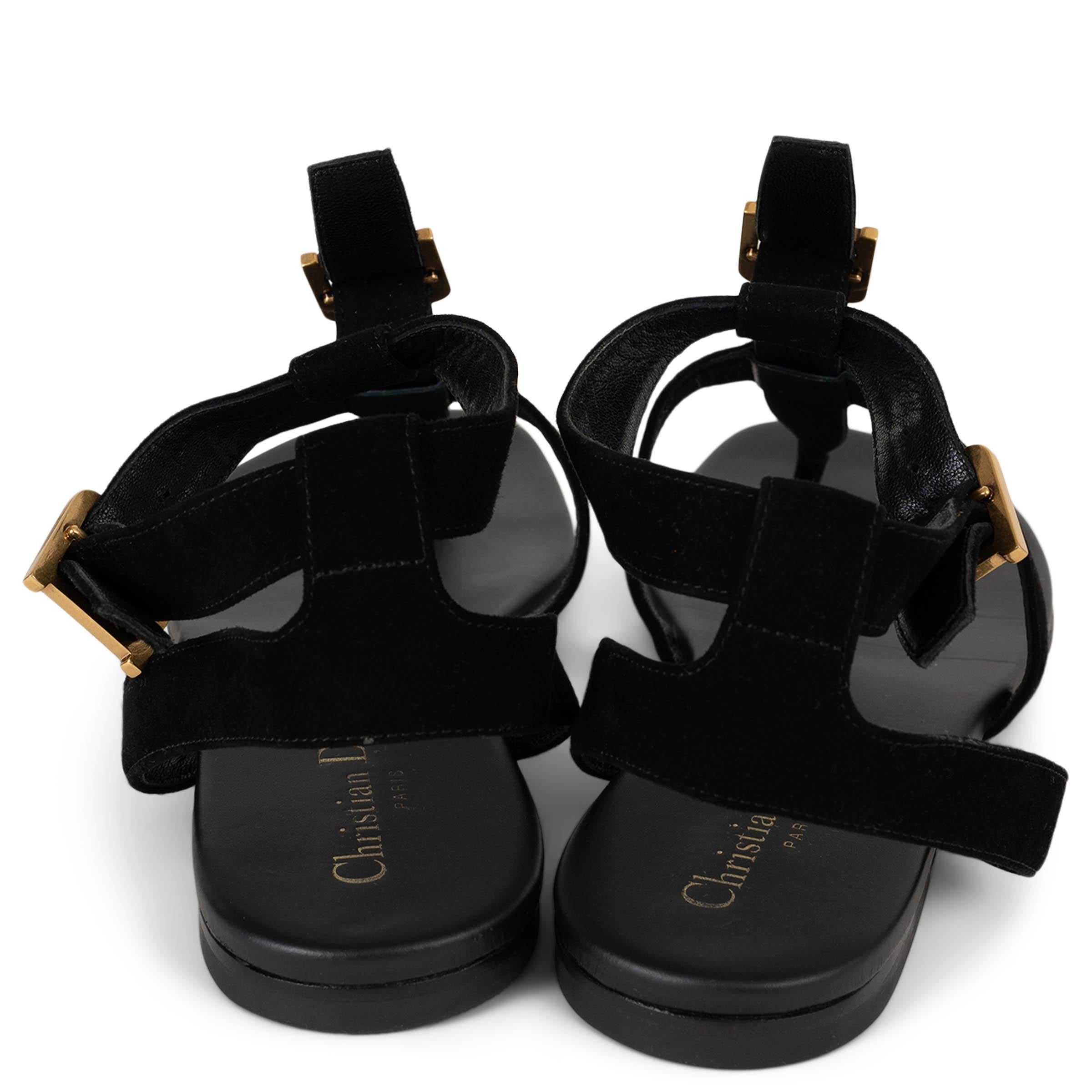 CHRISTIAN DIOR camoscio nero D-DIOR Sandali con cinturino alla caviglia Scarpe 38,5 in vendita 1