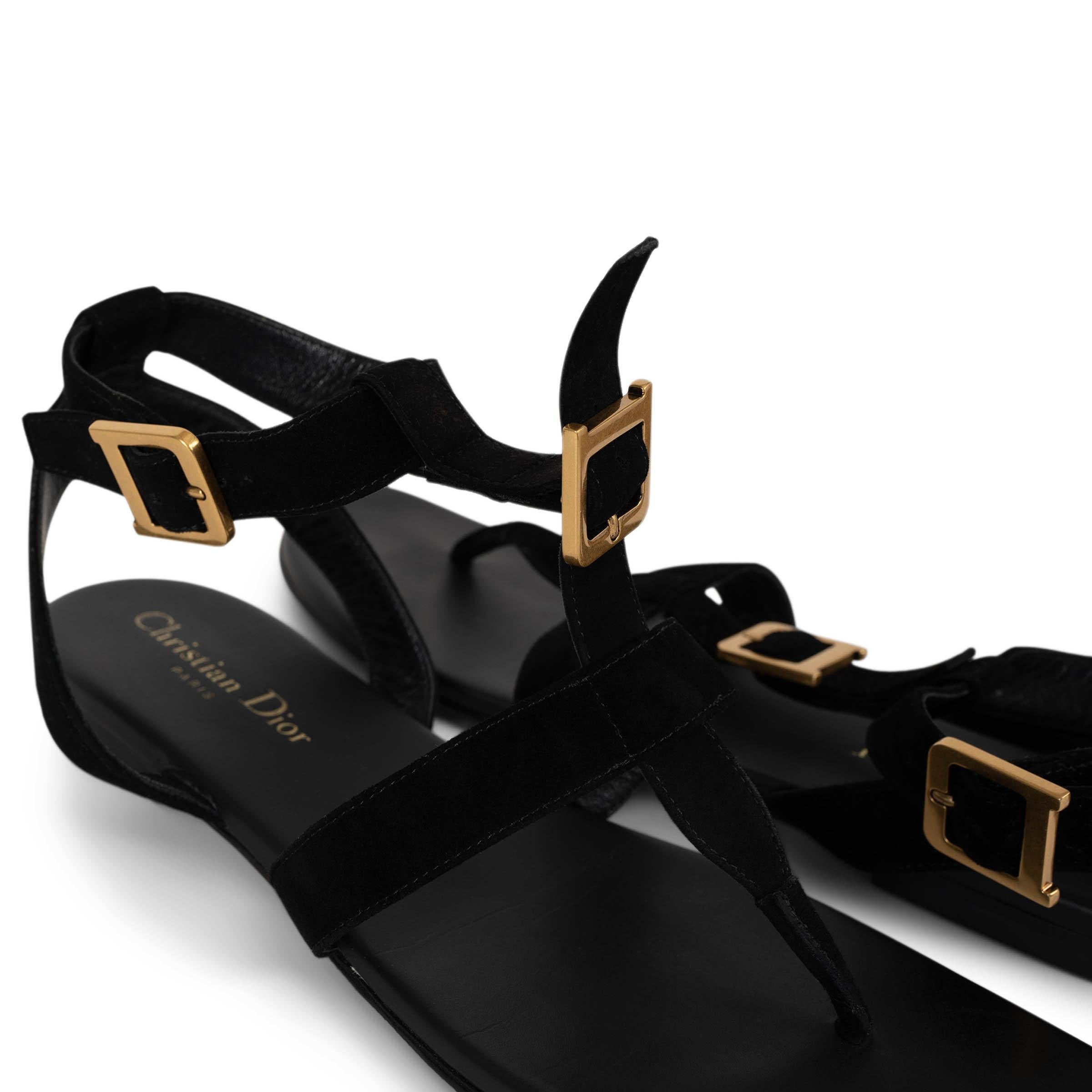 CHRISTIAN DIOR camoscio nero D-DIOR Sandali con cinturino alla caviglia Scarpe 38,5 in vendita 4
