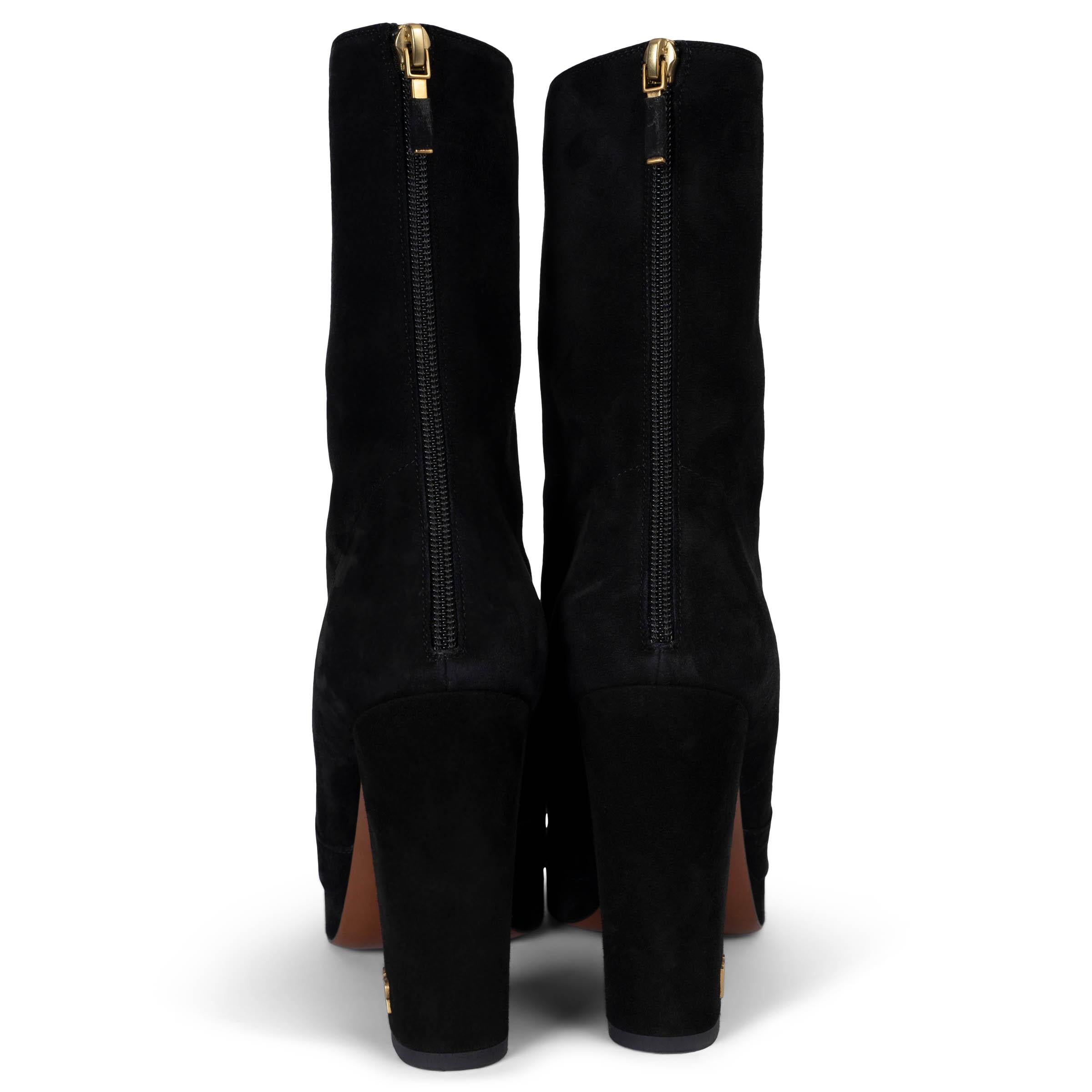 Women's CHRISTIAN DIOR black suede D-RISE PLATFORM Ankle Boots Shoes 41 For Sale