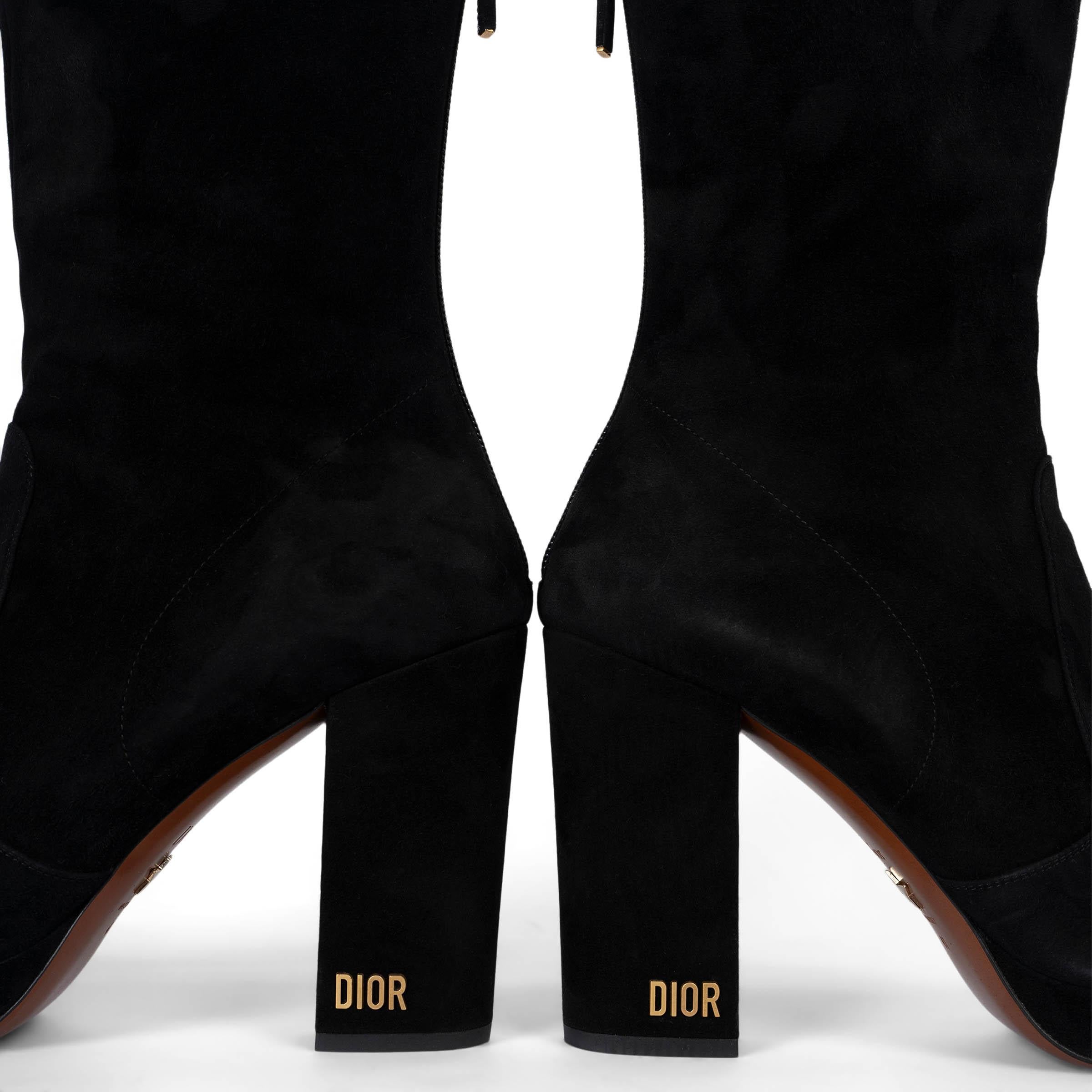 CHRISTIAN DIOR black suede D-RISE PLATFORM Ankle Boots Shoes 41 For Sale 2