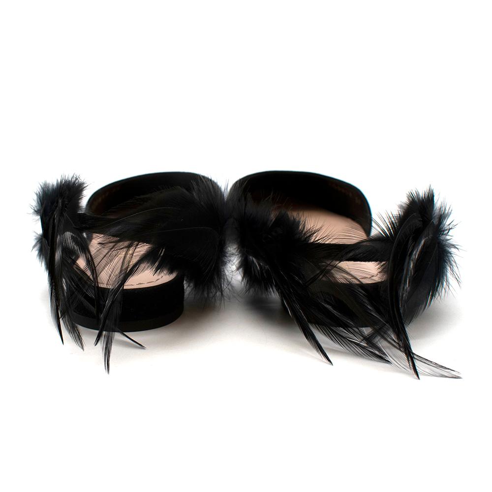 Christian Dior Black Suede & Feather Ethnie Flats - Size EU 39 en Nuevo Estado en London, GB