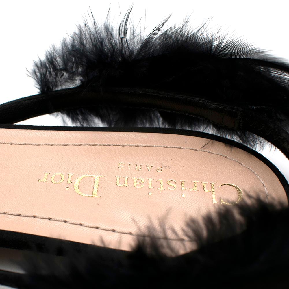 Christian Dior Black Suede & Feather Ethnie Flats - Size EU 39 3