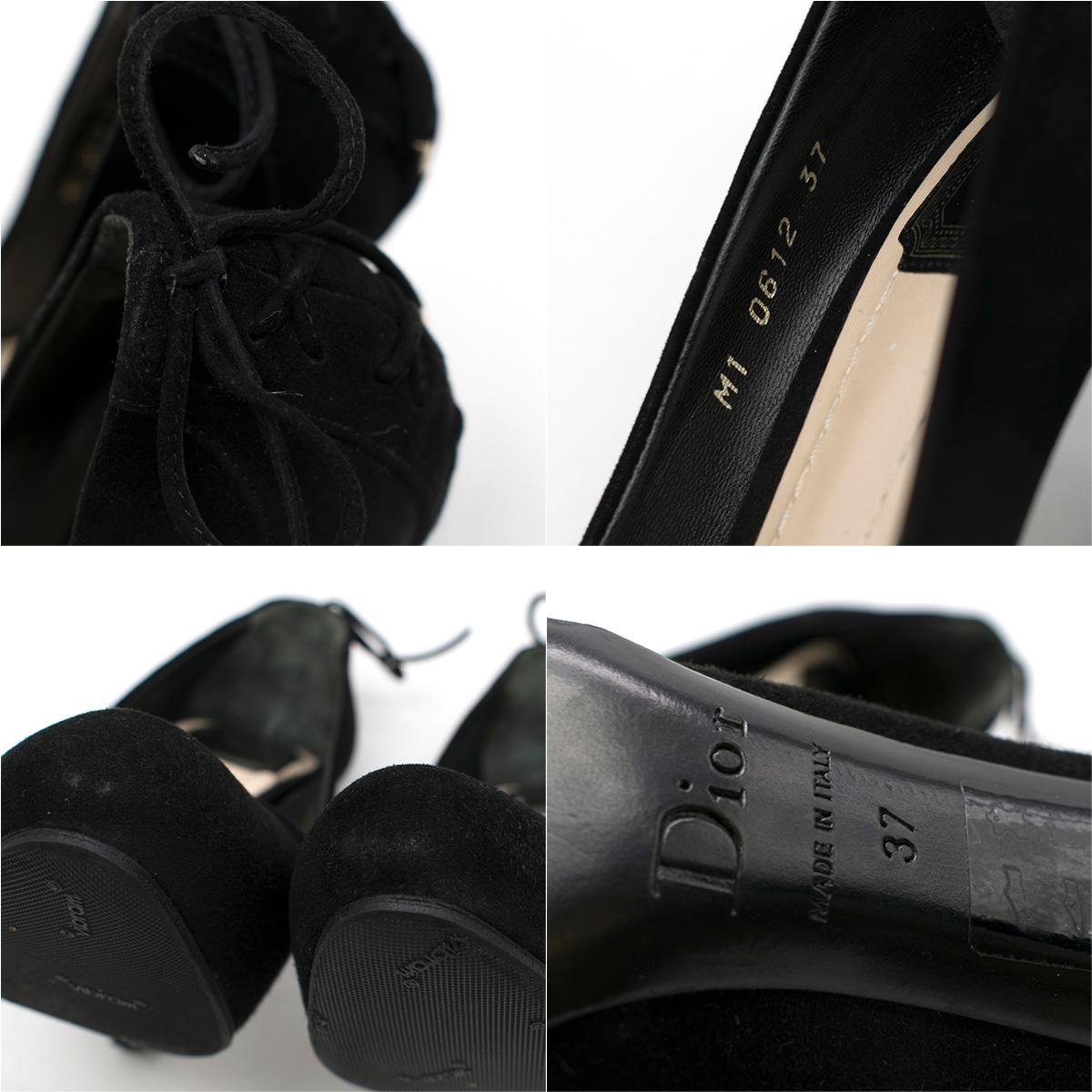 Christian Dior Black Suede Lace-Up Back Pumps Size 37 6