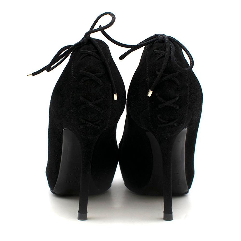 Christian Dior Black Suede Lace-Up Back Pumps Size 37 In Excellent Condition In London, GB