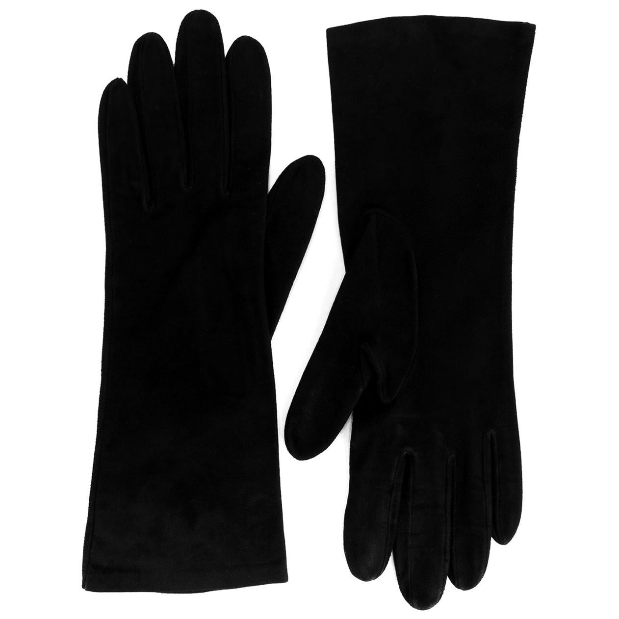 Christian Dior Black Suede Leather Gloves