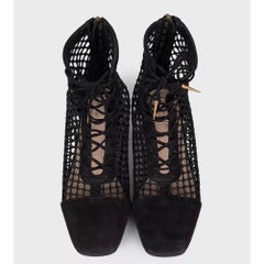 Christian Dior Black Suede Mesh Lace-Up Heels - EU 39