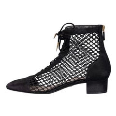 Christian Dior Black Suede Mesh Lace-Up Heels - EU 39