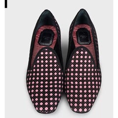 Christian Dior Black Suede Perforated Ballet Flats EU 37 Low Heel