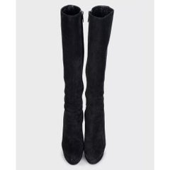 Christian Dior Black Suede Stiletto Boots EU 39 with Silver Hardware