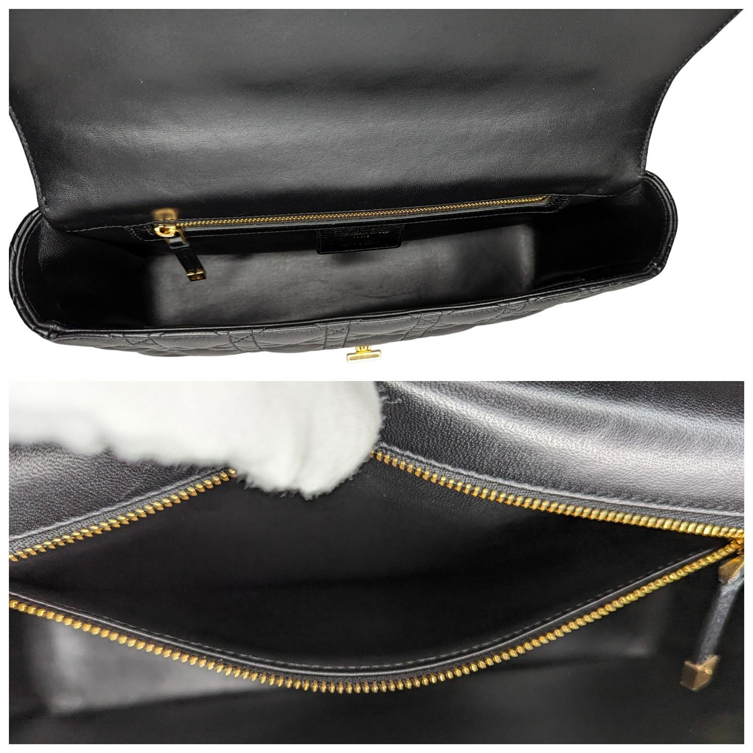 Christian Dior Black Supple Cannage Calfskin Caro Large Bag For Sale 5