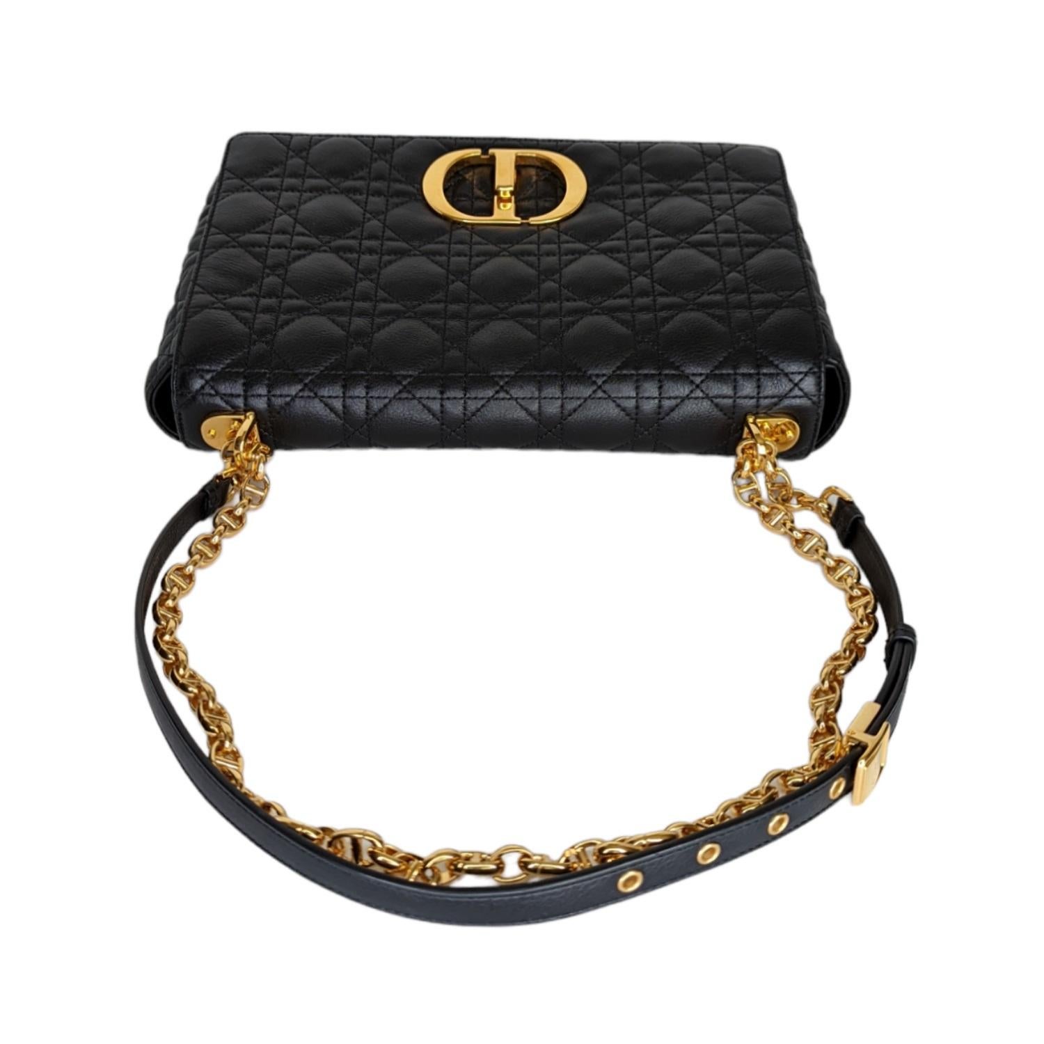 Christian Dior Black Supple Cannage Calfskin Large Caro Bag 1