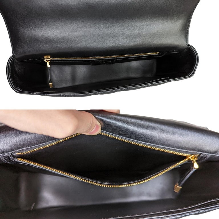 Dior Large Dior Caro Daily Pouch Black Supple Cannage Calfskin