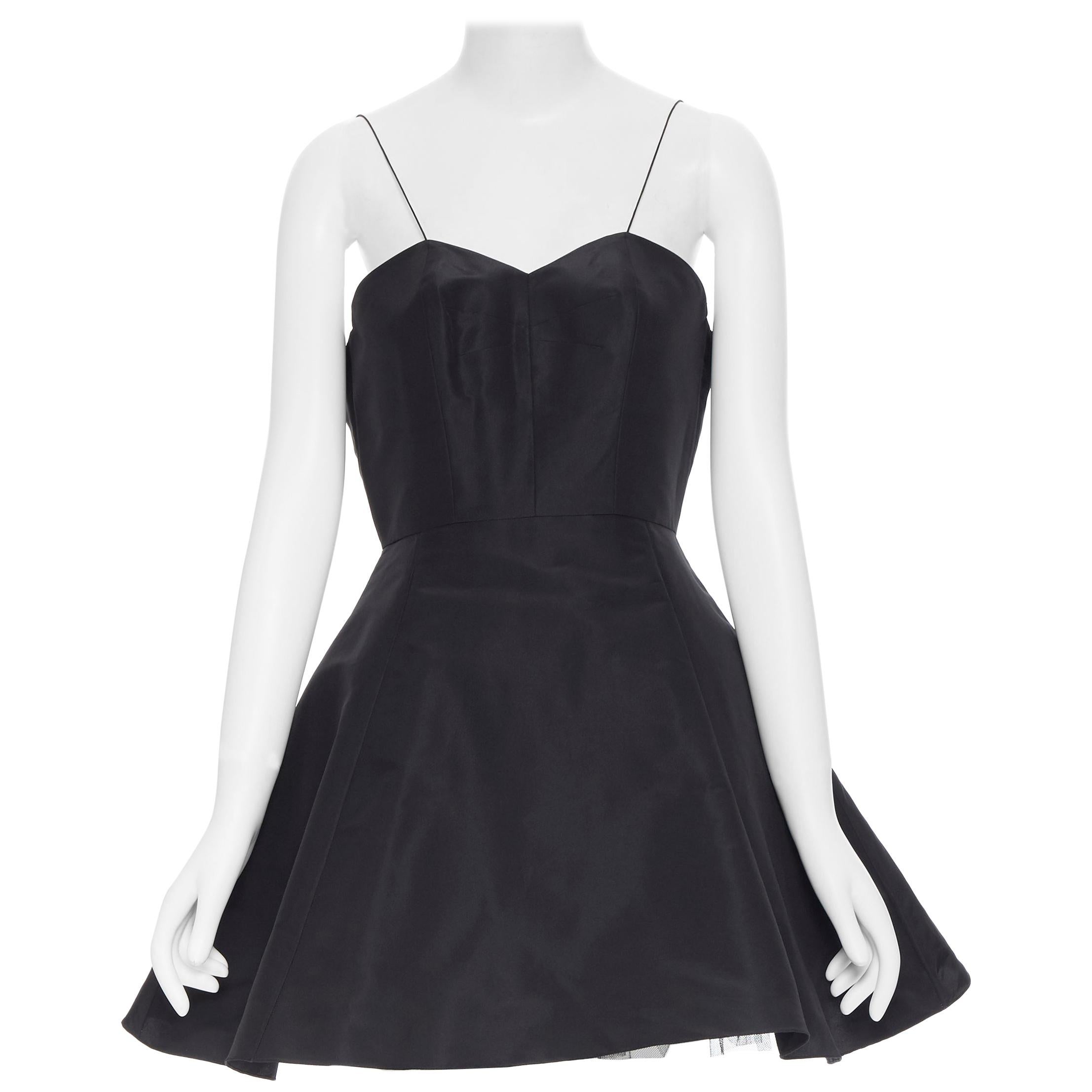 CHRISTIAN DIOR black sweetheart spaghetti strap fit flared tulle dress Fr38 M