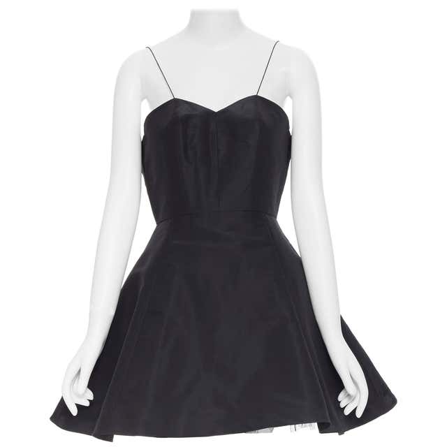 CHRISTIAN DIOR black sweetheart spaghetti strap fit flared tulle dress ...