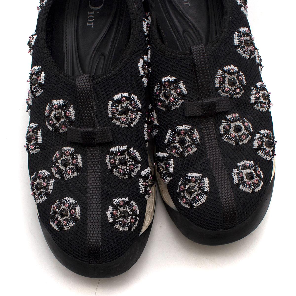 Christian Dior Black Technical Fabric Embellished Slip-on Trainers Size 39 3