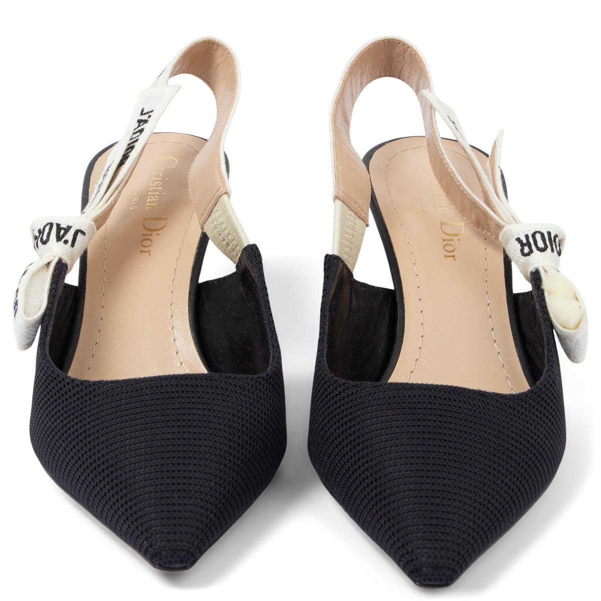 100% authentic Christian Dior J'ADIOR pumps in black technical fabric and leather with off-white ribbon detail is embellished with a flat bow and comma heel. Brand new. Come with dust bag. 

Measurements
Imprinted Size	37
Shoe Size	37
Inside