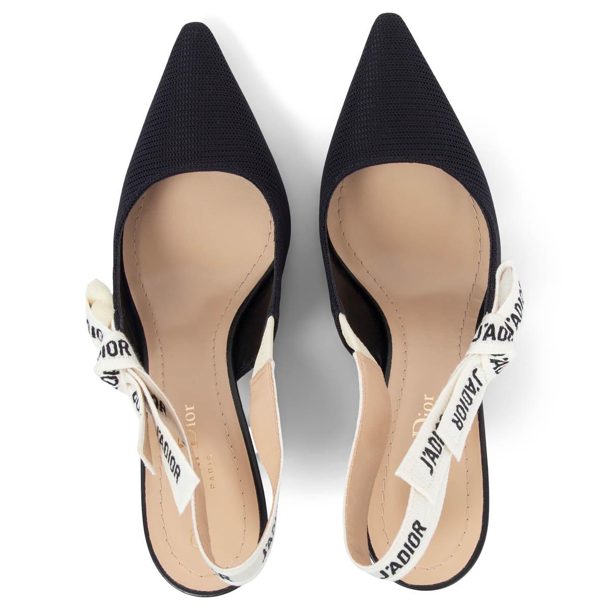 CHRISTIAN DIOR black technical fabric J'ADIOR POINTED TOE Slingbacks Shoes 37 2