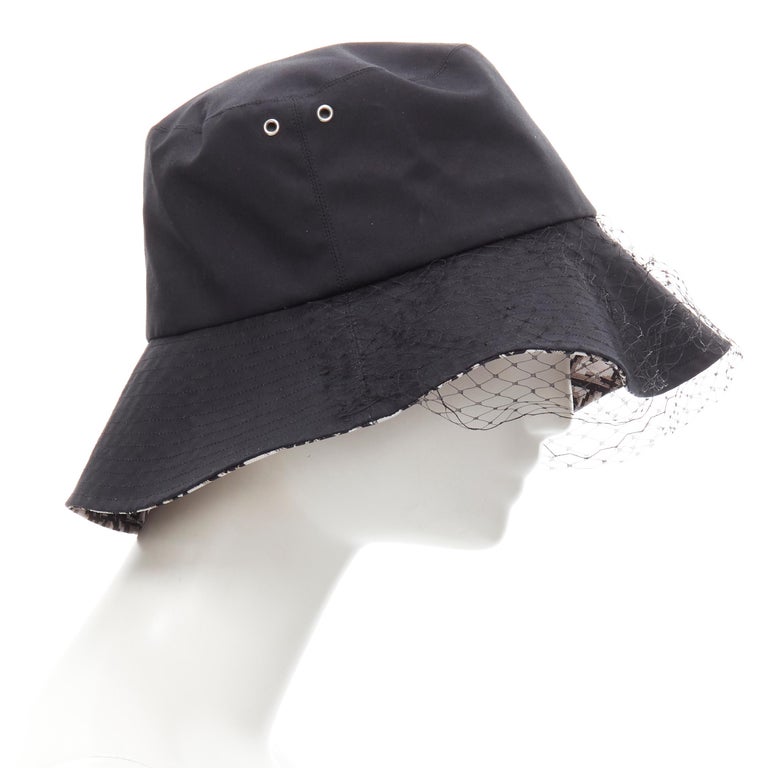 Authentic $860 Christian Dior Bob Check Runway Blk/Wht Ltd Ed Bucket Hat  NWT