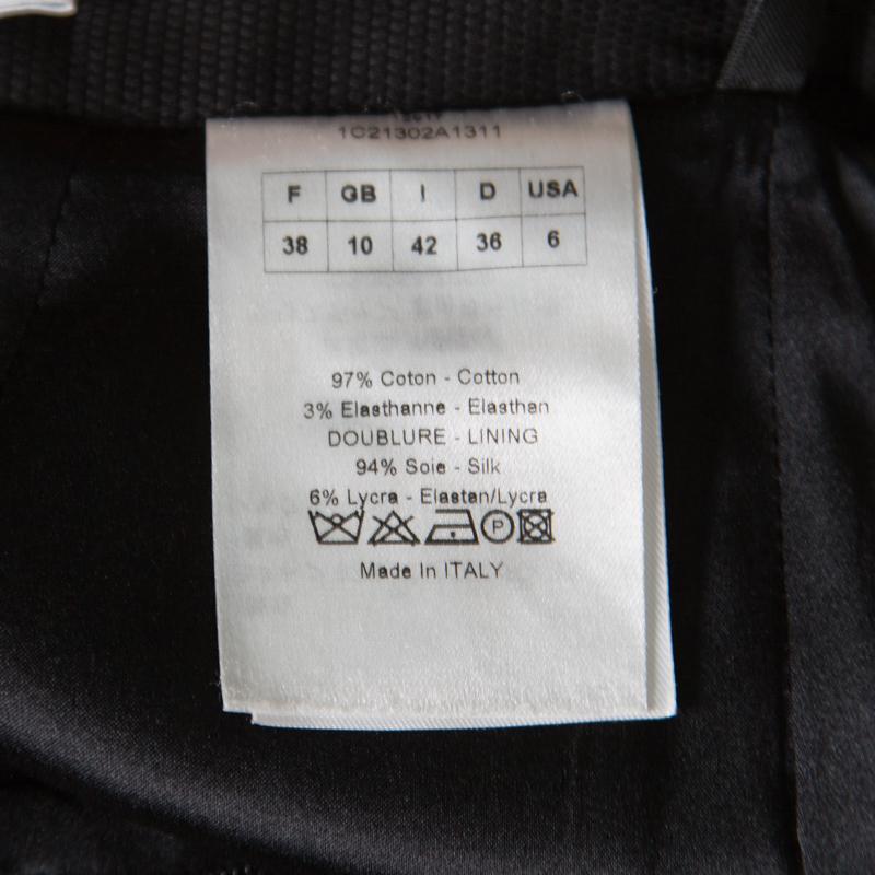Christian Dior Black Textured Woven Cotton Pencil Skirt M 1
