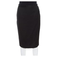 Christian Dior Black Textured Woven Cotton Pencil Skirt M