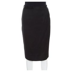 Christian Dior Black Textured Woven Cotton Pencil Skirt M