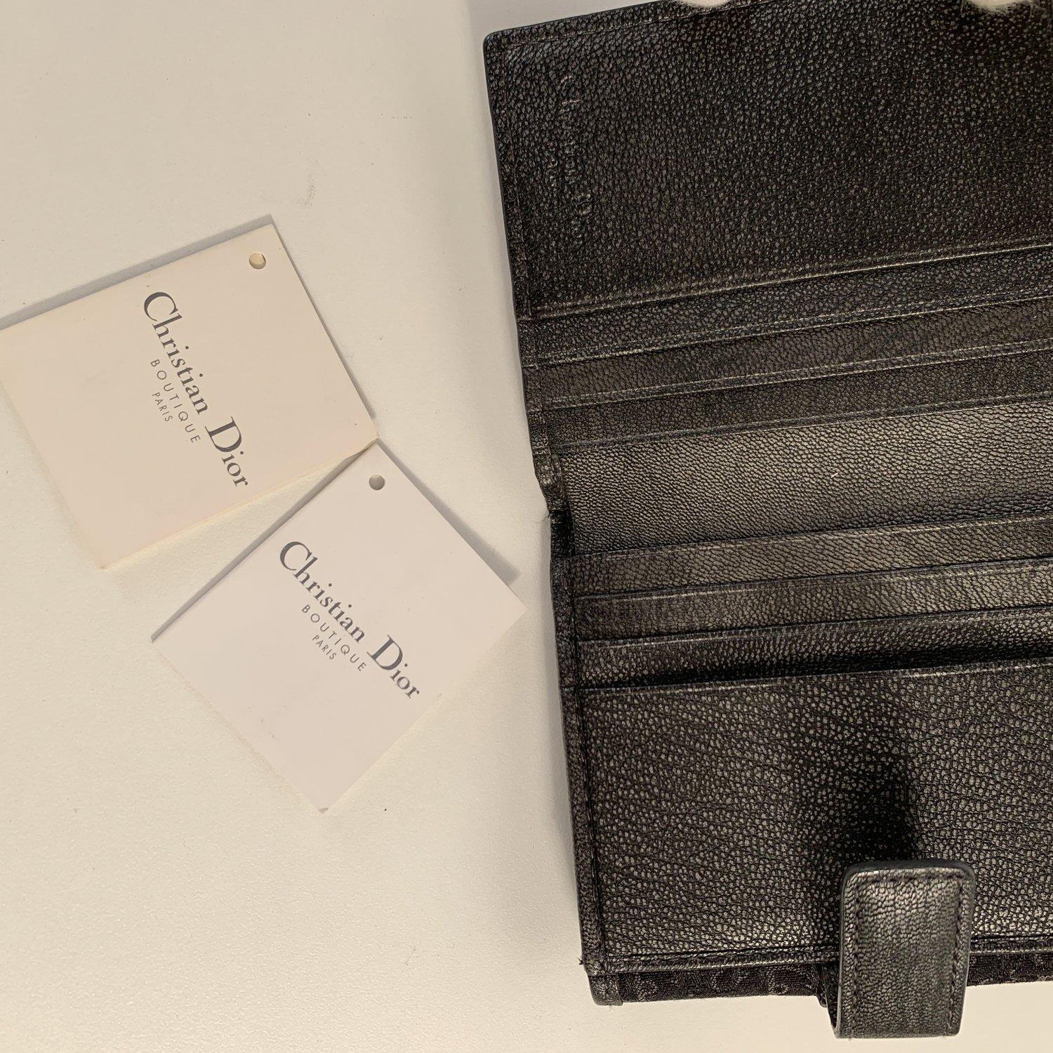 Christian Dior Black Trotter Canvas Buckle Compact Wallet 1