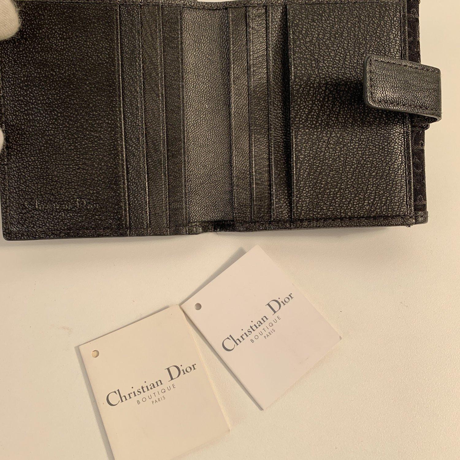 Christian Dior Black Trotter Canvas Buckle Compact Wallet 5