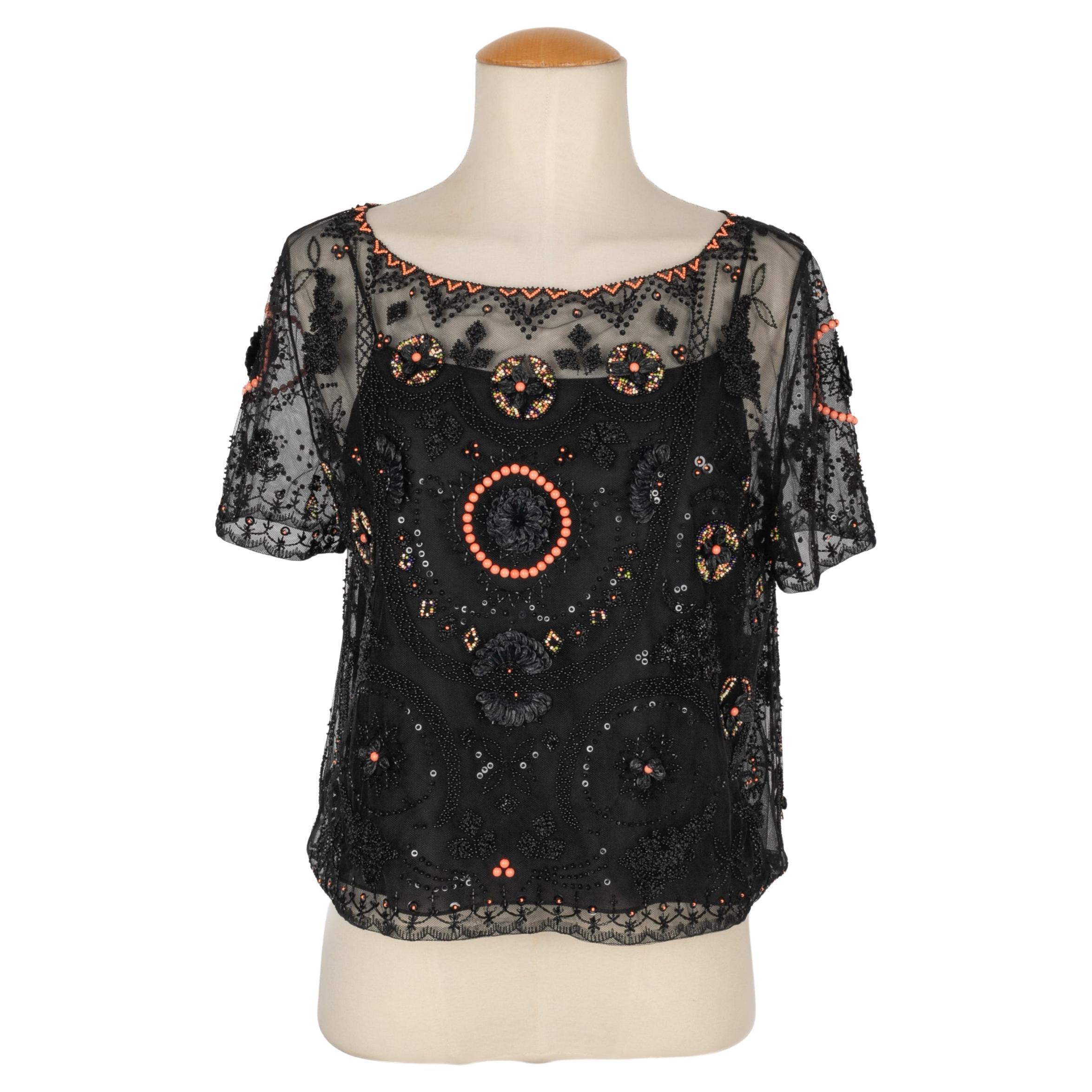 Christian Dior Black Tulle Top, 2020 For Sale