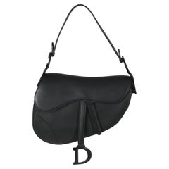 Christian Dior Schwarzes ultra-mattes Kalbsleder Medium Sattel
