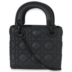 Christian Dior Black Ultra Matte Supple Cannage Calfskin Mini Lady Dior