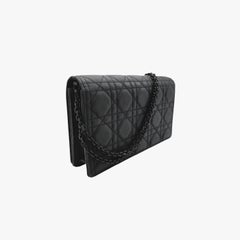 Christian Dior Black Ultramatte Cannage Lady Dior Pouch Crossbody