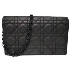Christian Dior Nero Ultramatte Cannage Lady Dior Pouch Crossbody