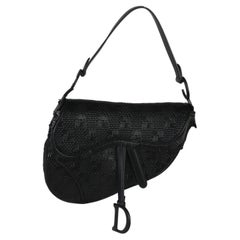 Christian Dior Black Ultramatte Woven Calfskin Saddle Bag