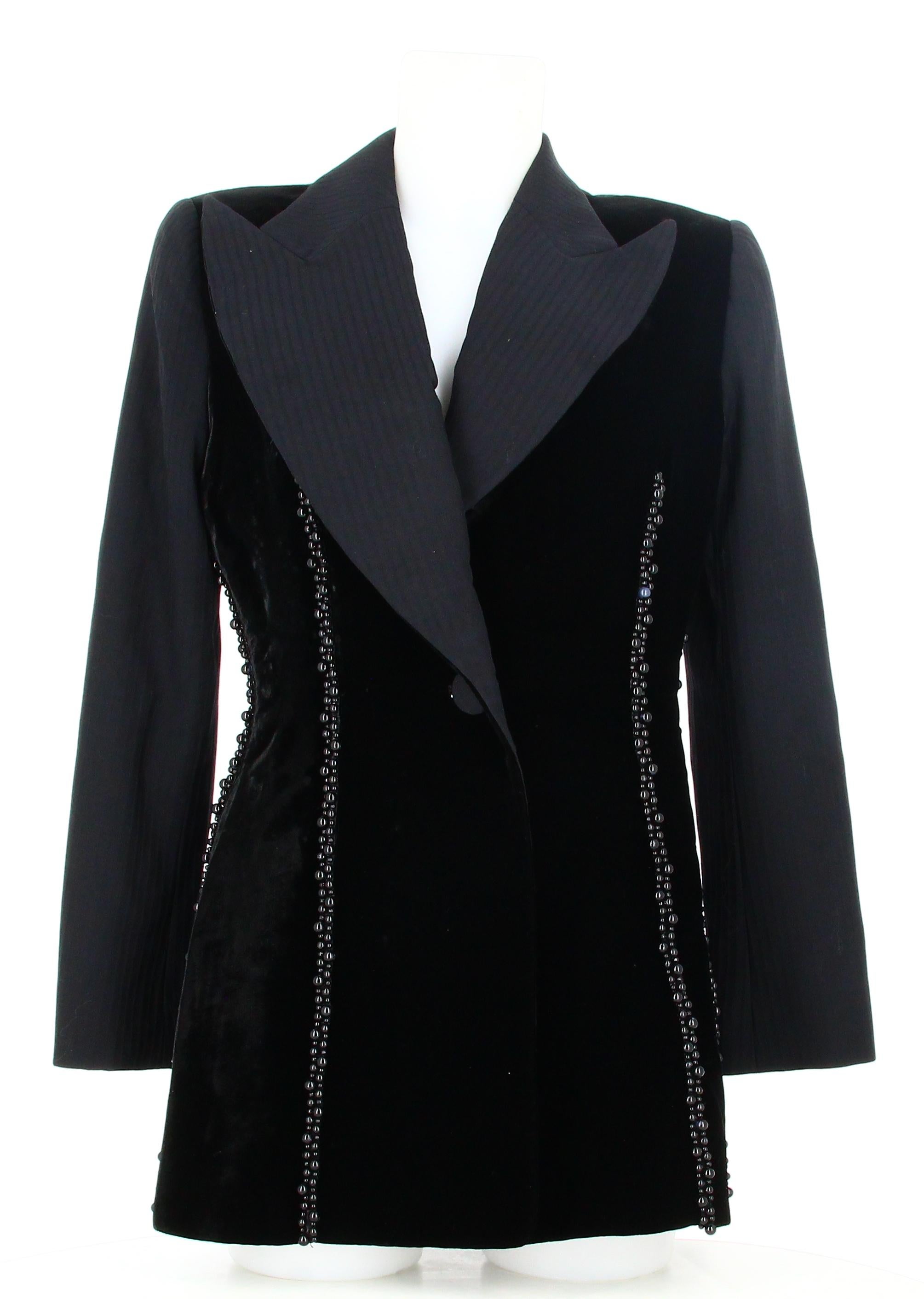 Christian Dior Black Velour Suit Jacket In Good Condition For Sale In PARIS, FR