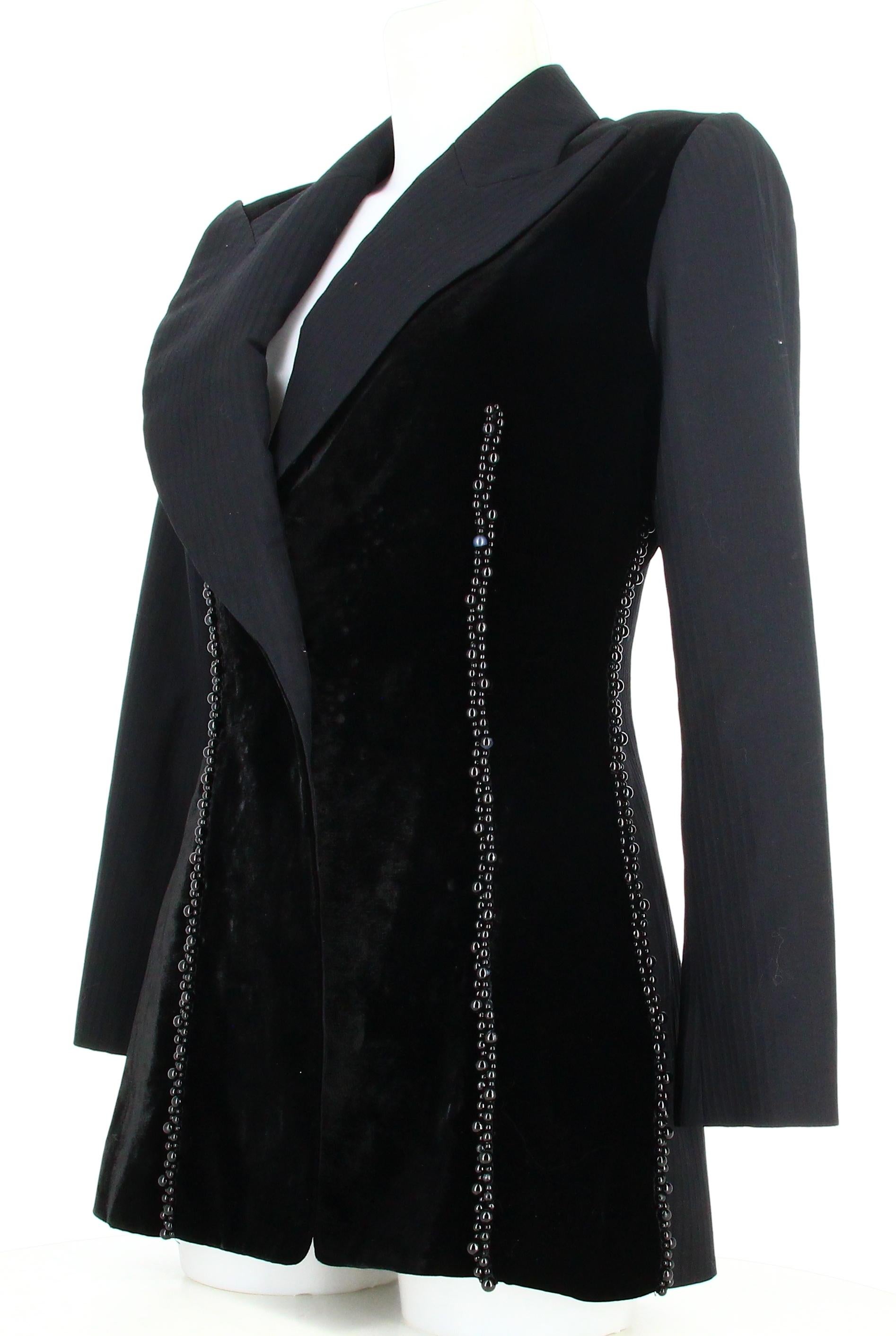 Women's Christian Dior Black Velour Suit Jacket For Sale
