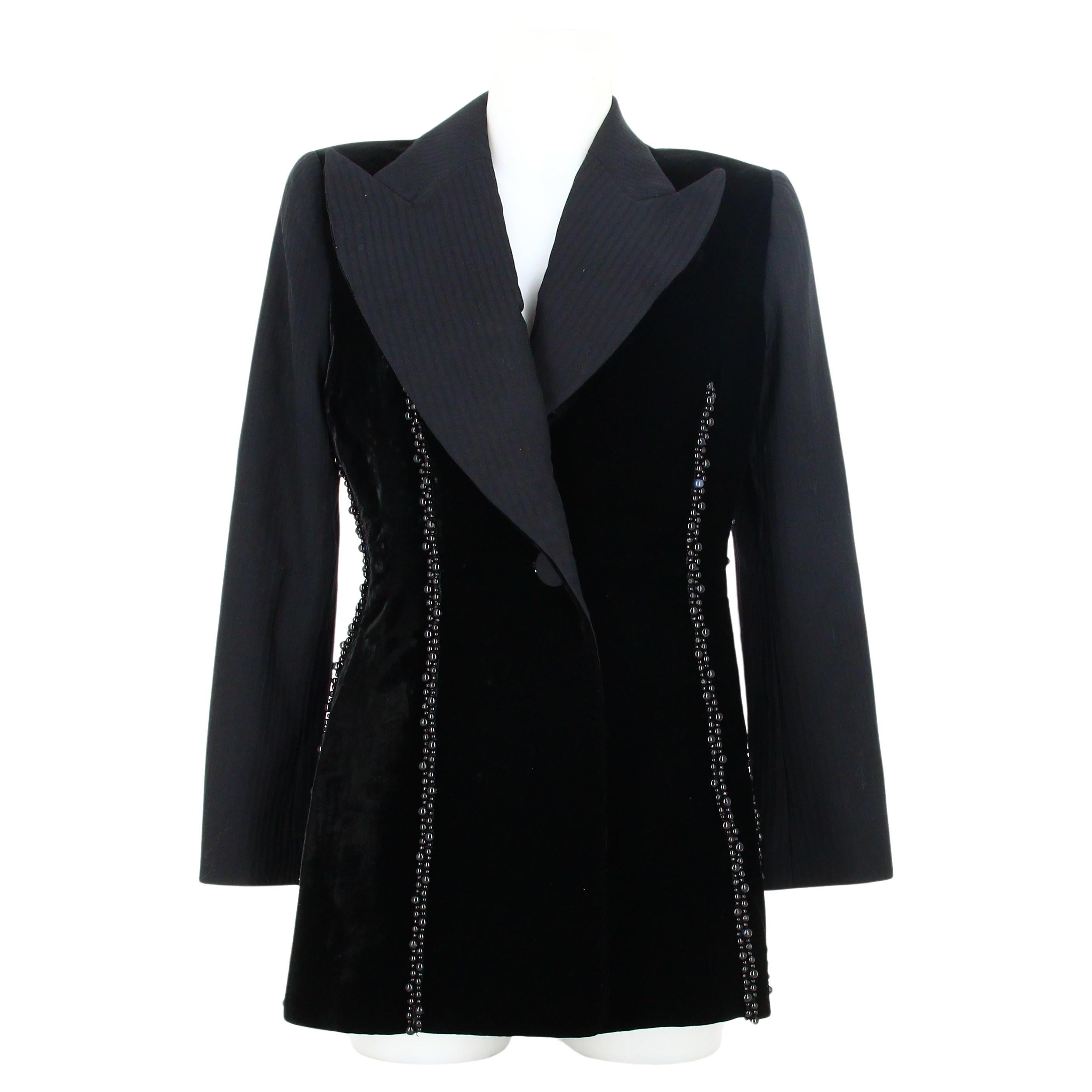 Christian Dior Black Velour Suit Jacket For Sale