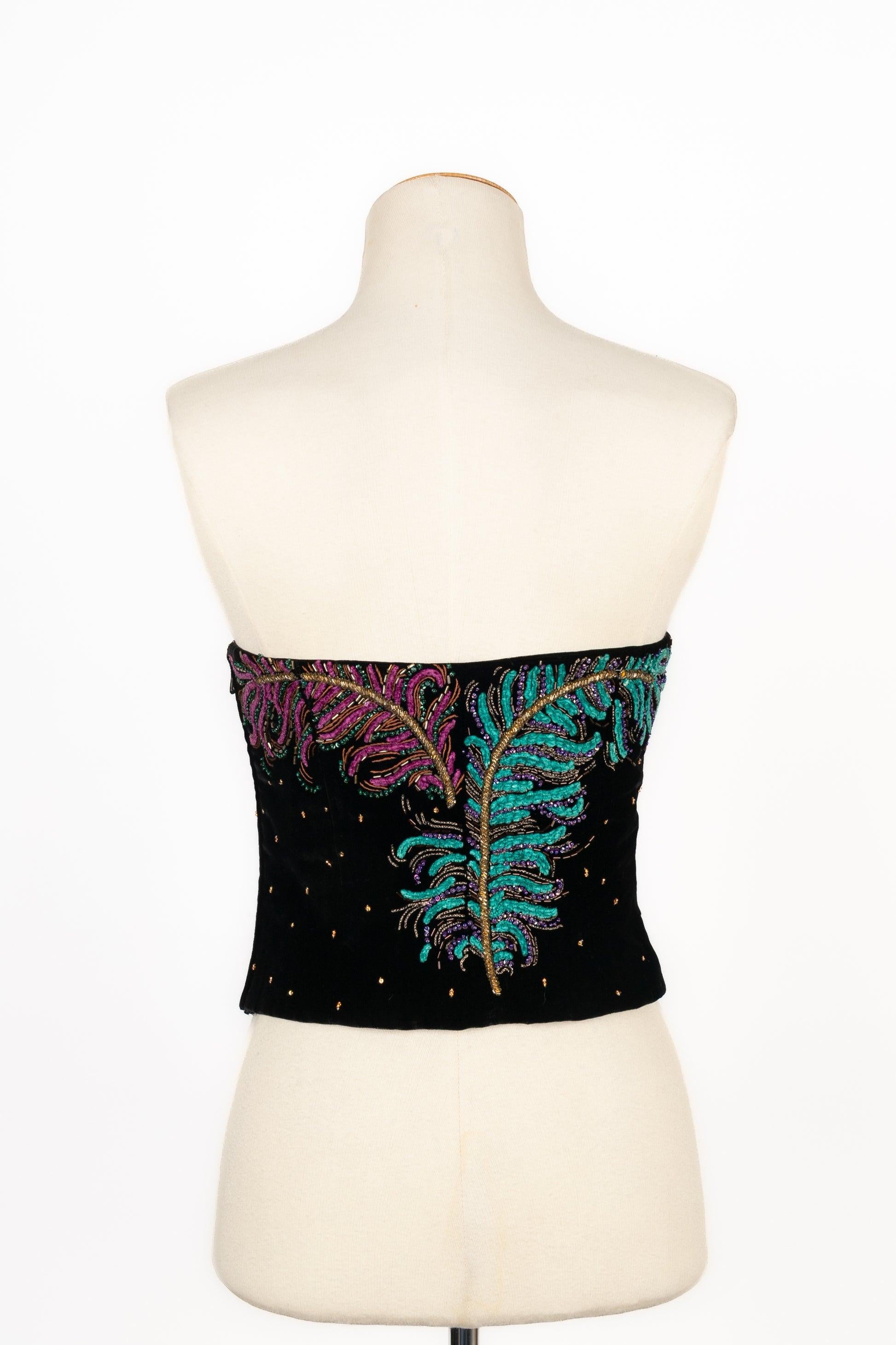 Christian Dior Black Velvet Bustier Top, 1990s In Excellent Condition For Sale In SAINT-OUEN-SUR-SEINE, FR