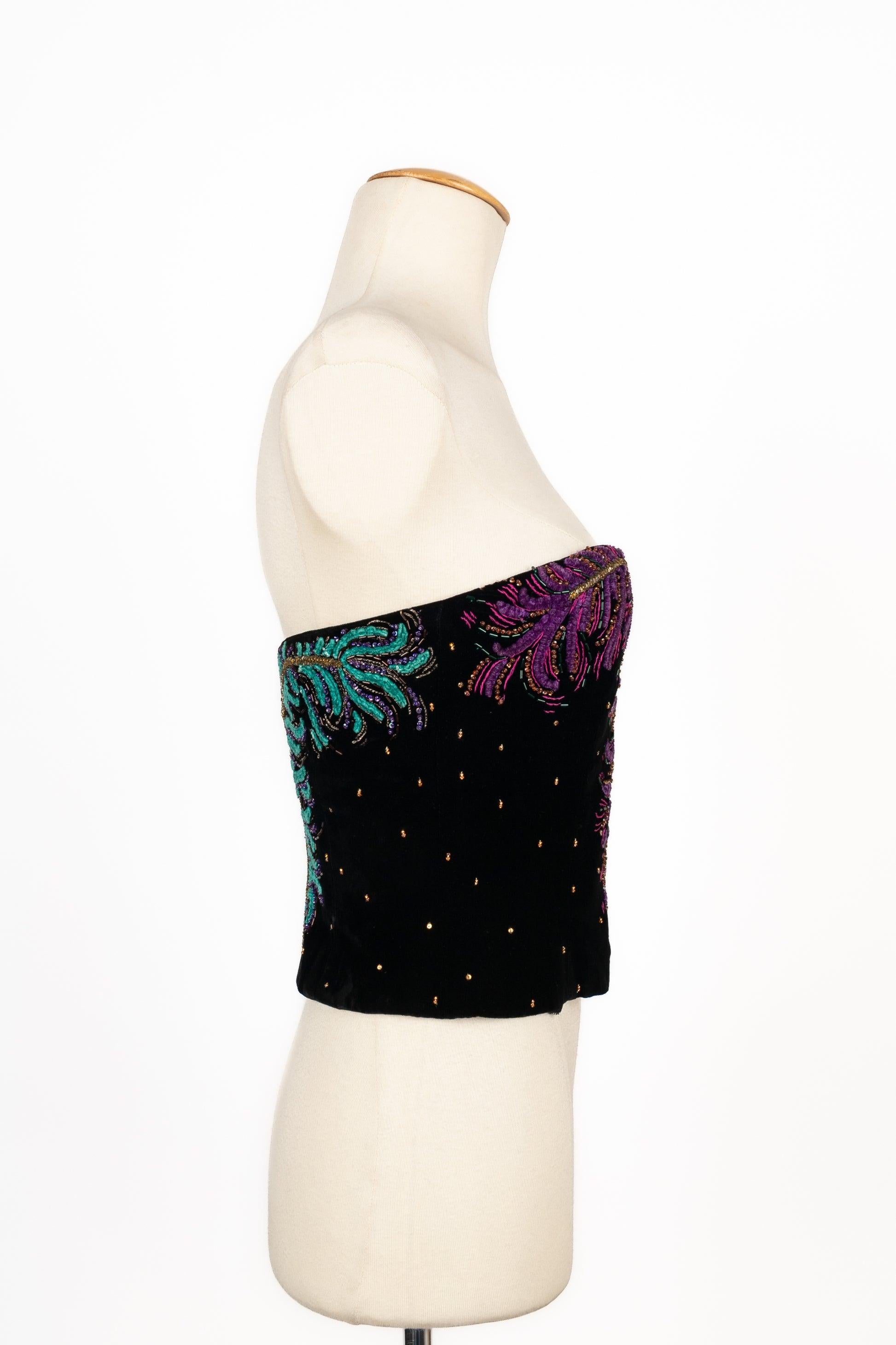 Women's Christian Dior Black Velvet Bustier Top, 1990s For Sale