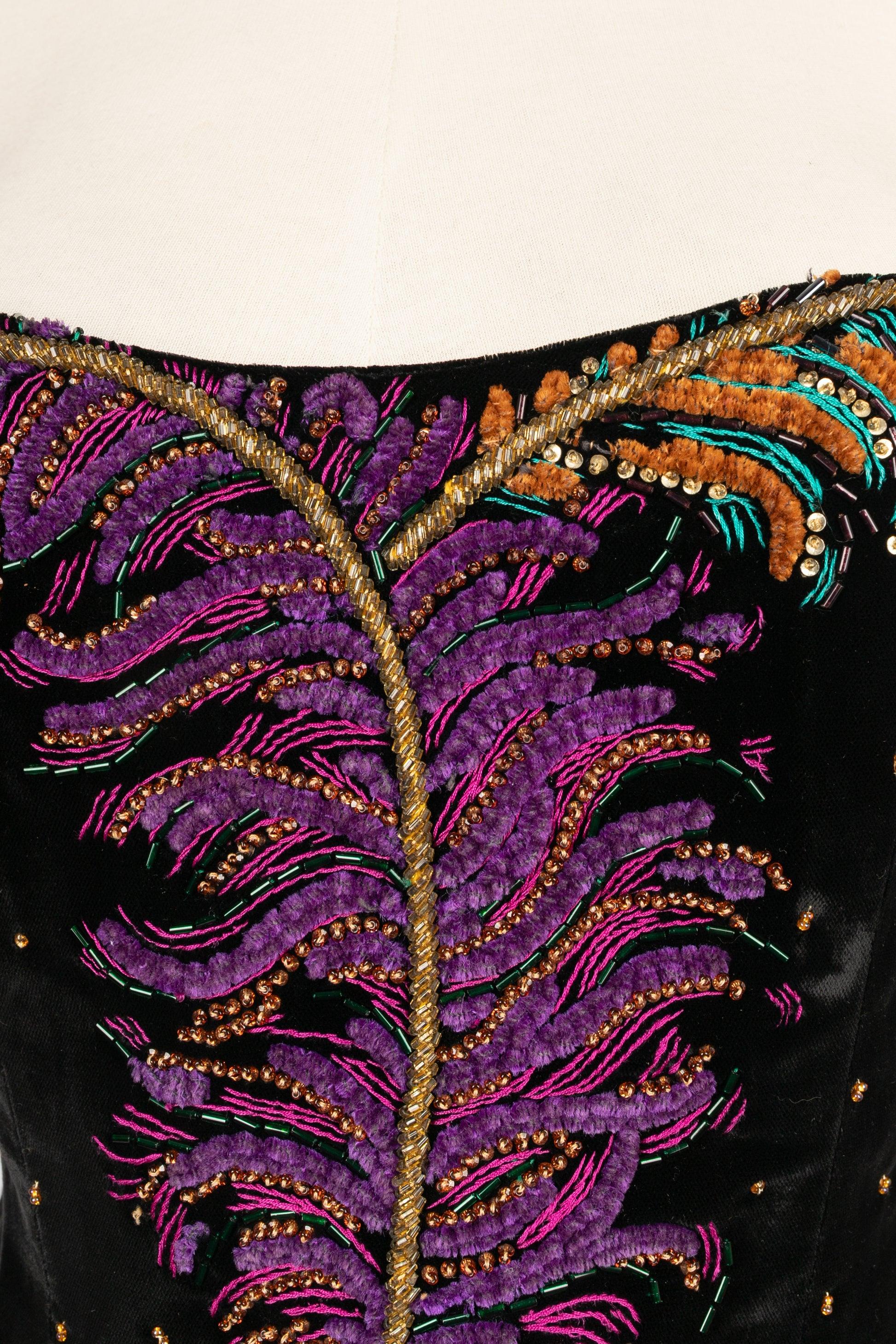 Christian Dior Black Velvet Bustier Top, 1990s For Sale 1
