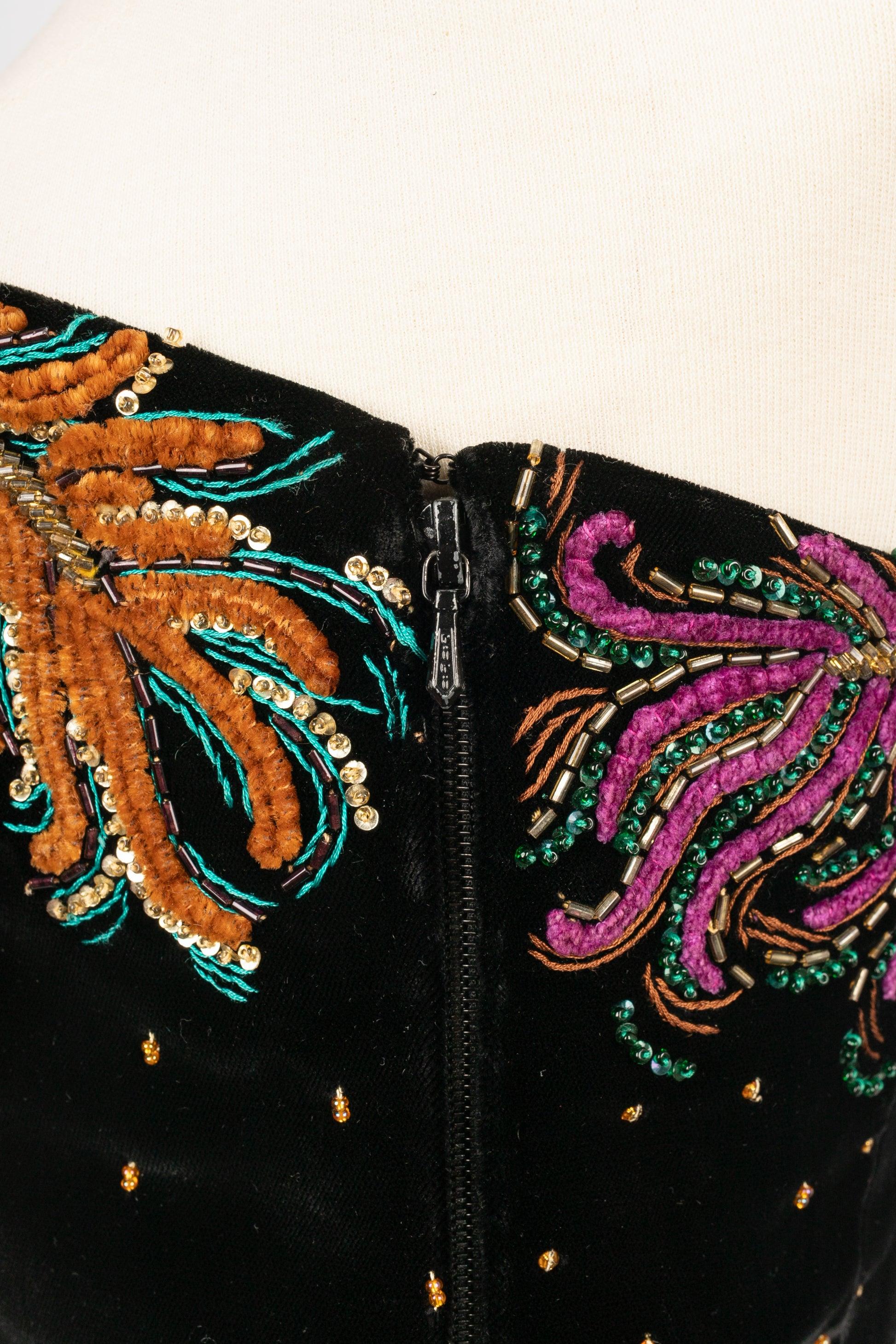 Christian Dior Black Velvet Bustier Top, 1990s For Sale 2